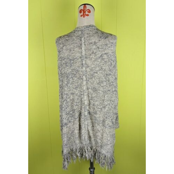 Nic & Zoe Women XL Designer Fringe Hi Lo Open Front  Knit Cardigan Sweater Beige - Picture 4 of 11